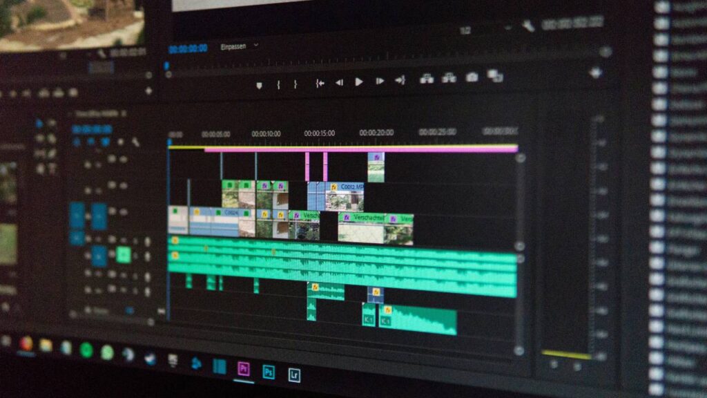 A photo of video editing software on a computer screen